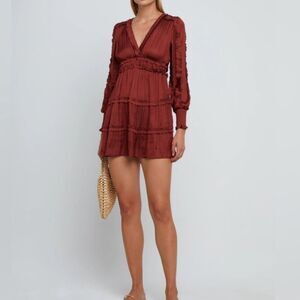 NWOT Anthro OPT rust/copper ruffled Tianna dress Small